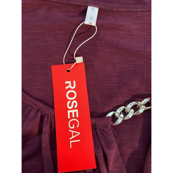 Rosegal Womens Purple Flutter Sleeve Tunic Top 1X Chain Detail Y2K Boho NEW NWT - Picture 4 of 12